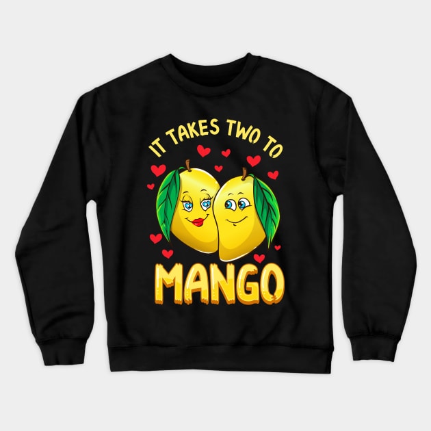 It Takes Two To Mango Funny Fruit Tango Food Pun Crewneck Sweatshirt by theperfectpresents